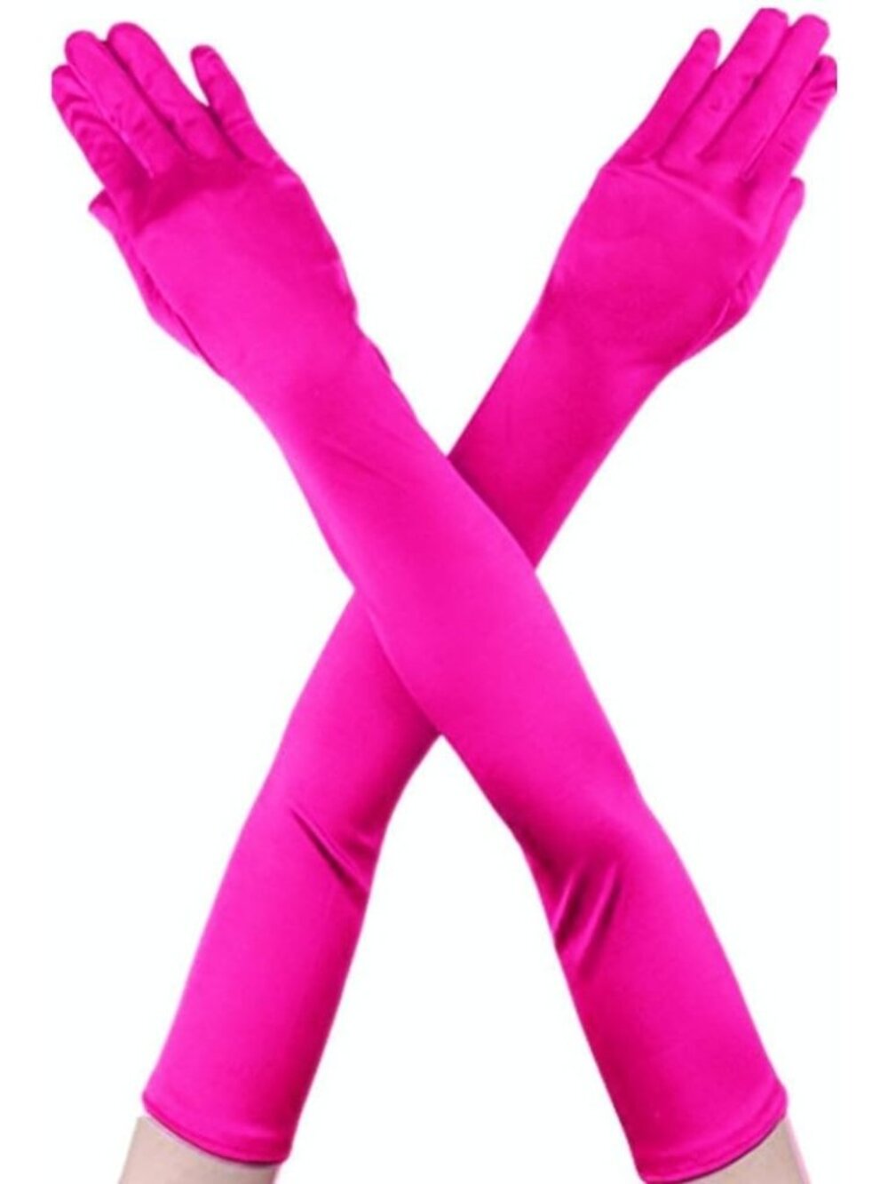 Women's Rose Finger Mittens Over Elbow Long Classic Evening Satin Opera Gloves